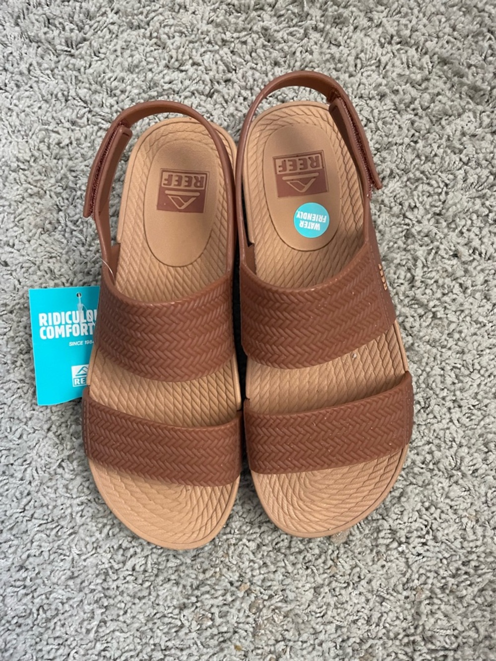Reef Vista Platform Rubber Sandals NWT Size 9 Tan Woven Sole Boho Summer - Picture 3 of 10